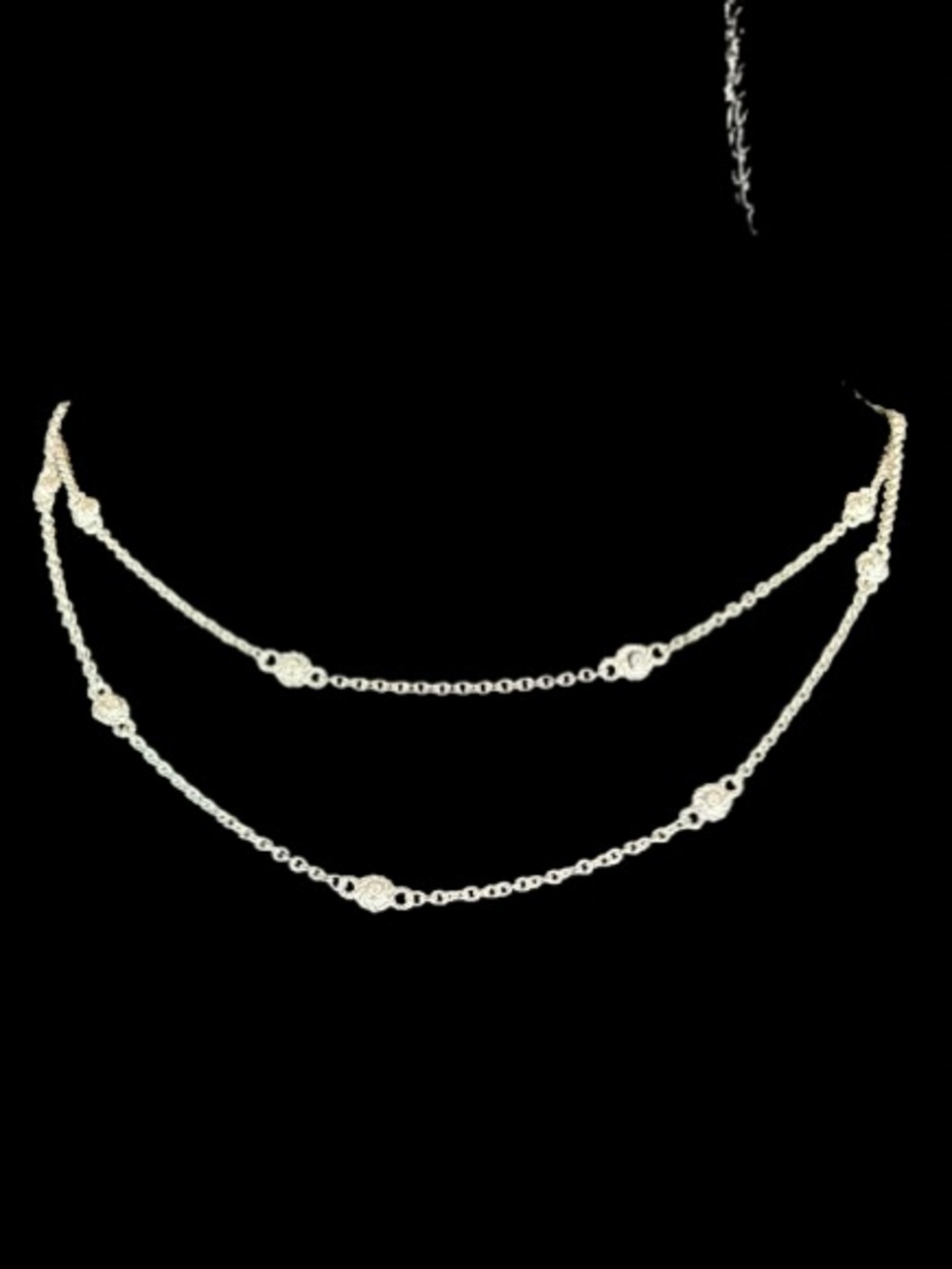 Vintage Judith Ripka 925 Diamonique By The Yard Station Necklace 36” Layering - Picture 4 of 8